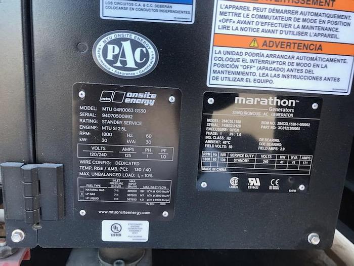 2021 MTU 30KW LEVEL 2 LP (Convertible to NG)