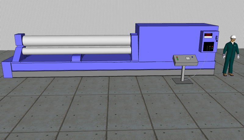Used 16' x 1" HILLES & JONES Plate Bending Roll; Pyramid Type; Vari-Speed; Hyd. Drop End; 60 HP Main Drive; New Controls; Recond.