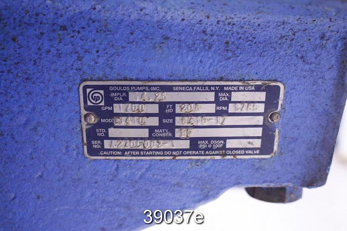 Unused Goulds 3410 Split Case Pump, 8x10x17, 5 Vane Impeller, 14.25 Impeller Diameter #39037