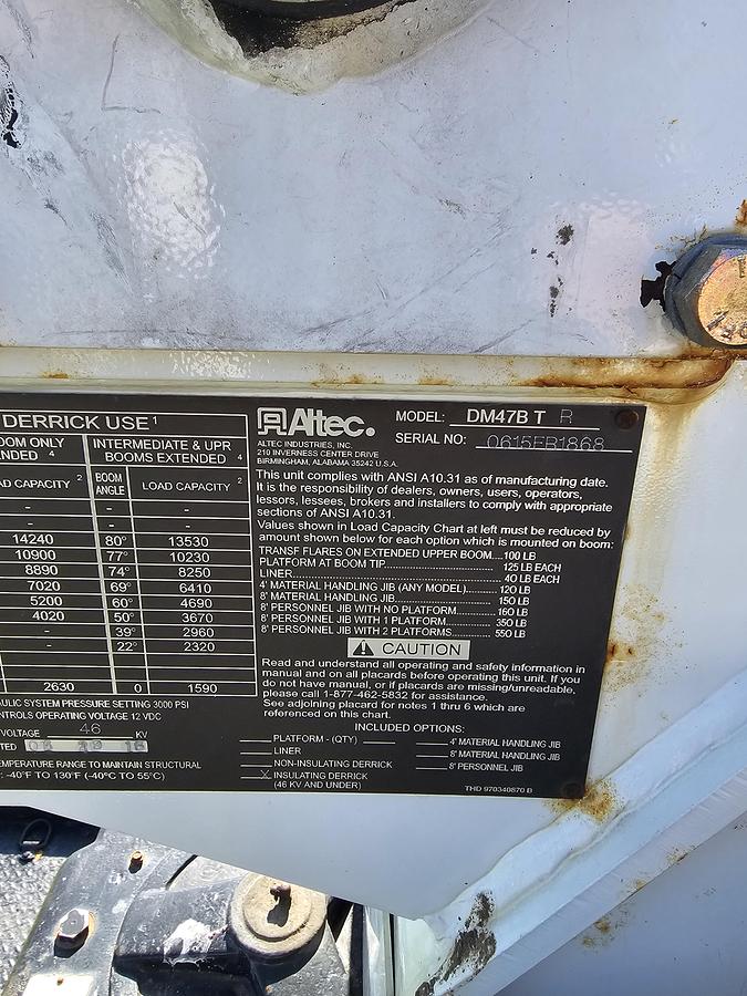 Used 2015 Ford /  Altec F750 / Digger derrick