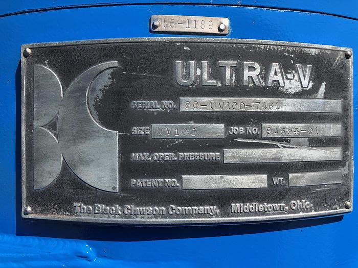 Used BLACK CLAWSON UV 100 PRESSURE  SCREEN  S/S  40HP