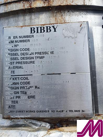 Used 1991 Bibby 300 Litre Stainless Steel Jacketed Hemispherical Pan