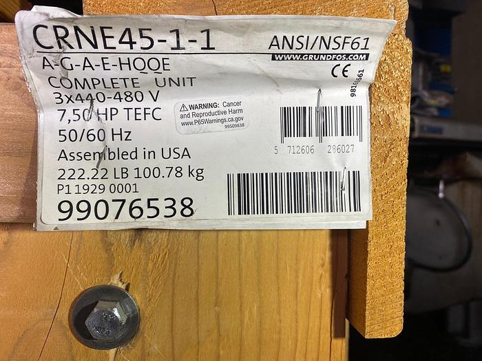 Grundfos 7.5 HP Pump & Motor CRME-45-1-1-1 A-G-A-E-HQQE