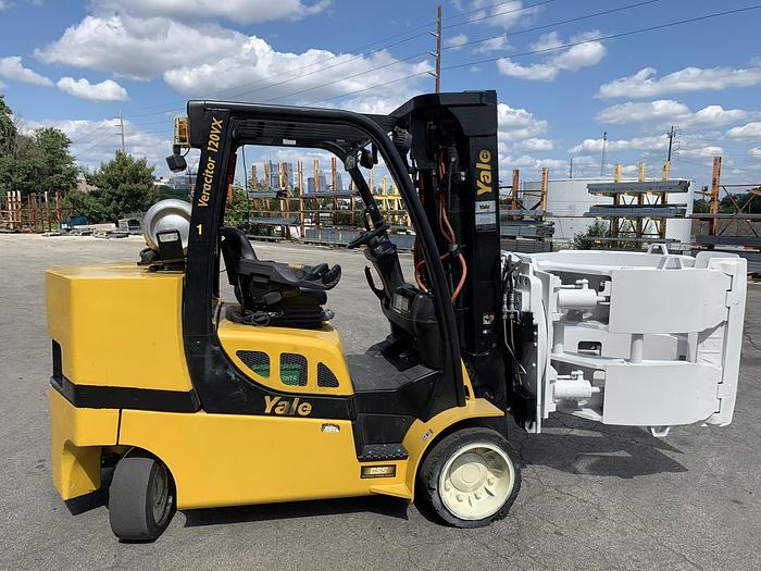 12,000 POUND YALE ROLL CLAMP TRUCK W/ 72" CLAMP YALE GLC120V...