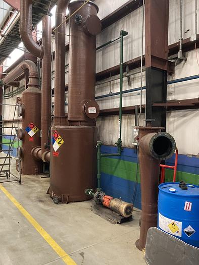Used Fiberglass scrubber system consisting of a 500 gallon separator