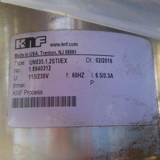 Used Pump, Vacuum, Diaphragm, 1/3 HP, 316 S/st #C744026