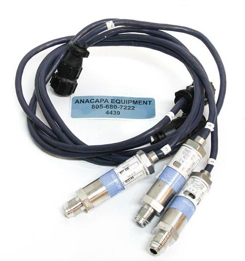 Used Millipore Transducer SPT 205 Range of 250 PSIA Lot of 3 w/ 4 Prong Cables (4439)