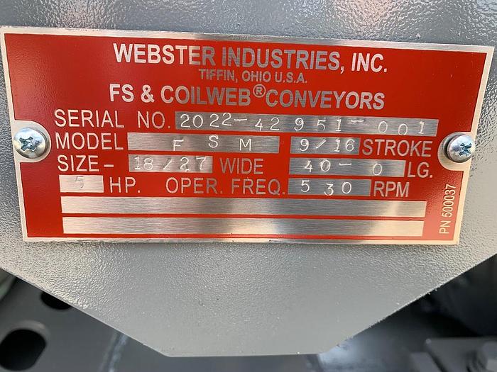 Used New Webster FSM 18/27 x 40′ Vibrating Converor