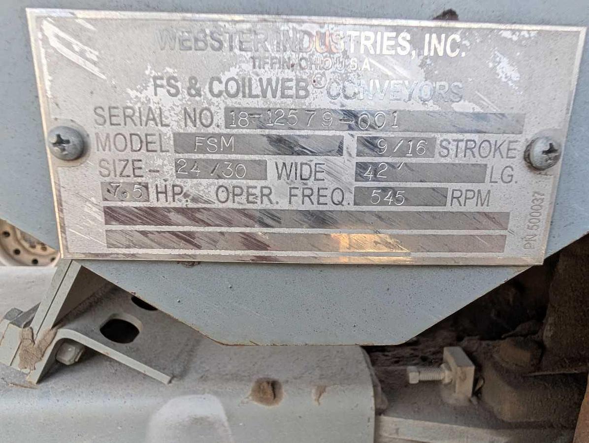 Used Webster Vibrating conveyor