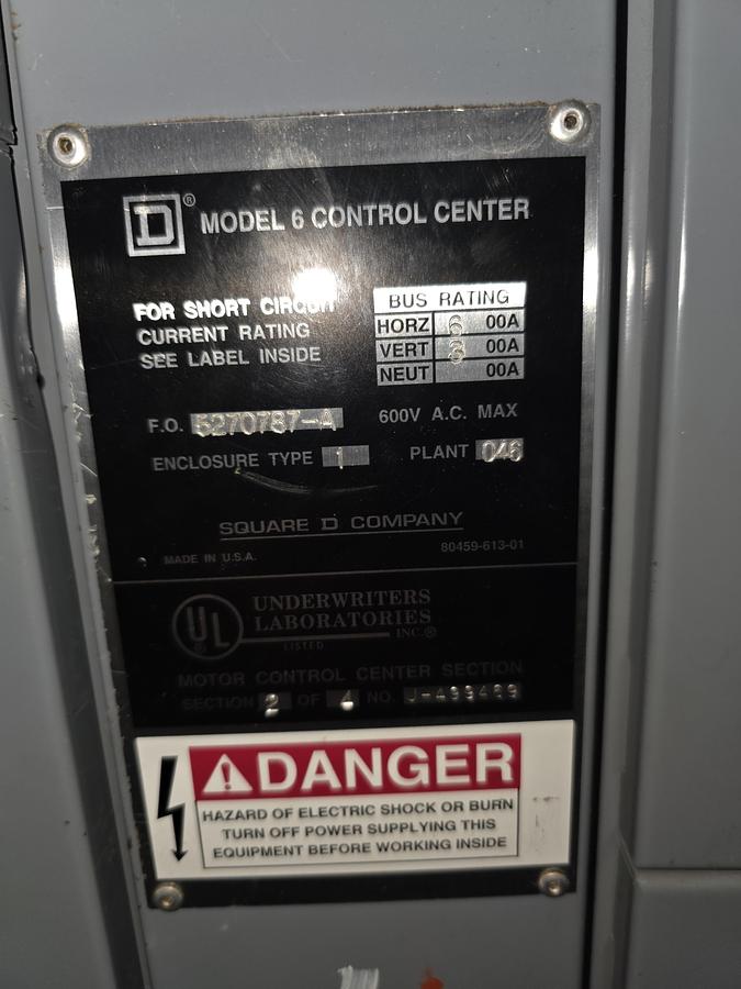 Used Square D Motor Control Center (MCC)