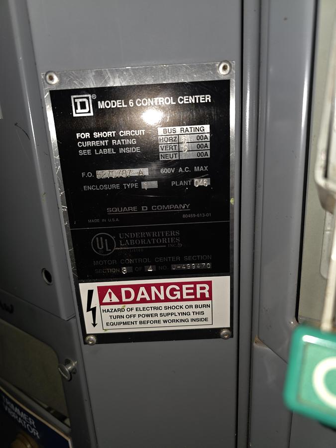 Used Square D Motor Control Center (MCC)
