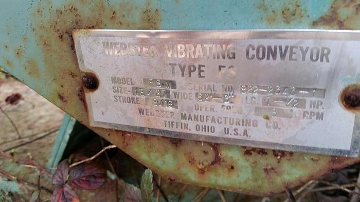 Used Used WEBSTER FSM Vibrating Conveyor – 18/27 x 15′.