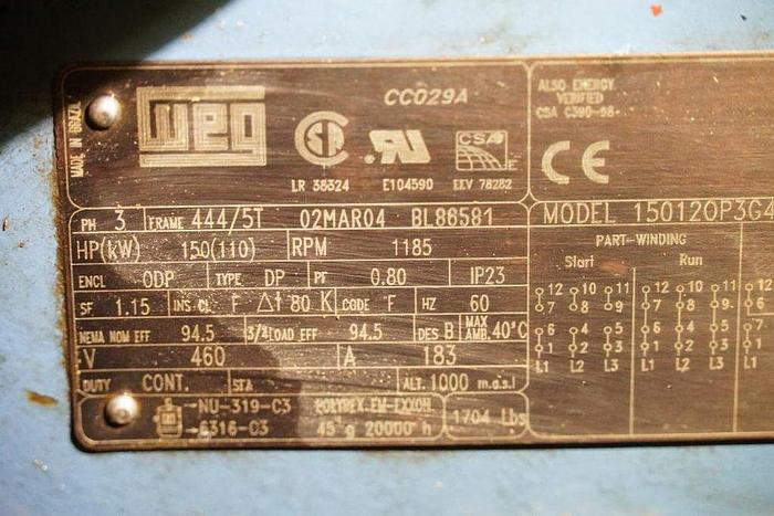 Used New 150 HP Electric Motor 1200 RPM