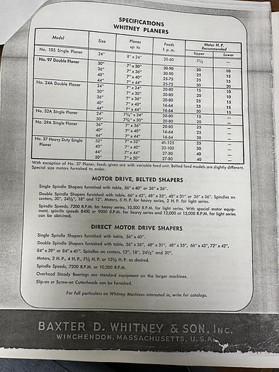 Used 1978 Whitney #105 Single Surfacer