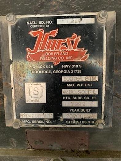Used HURST 600 HP Waste Fired Boiler