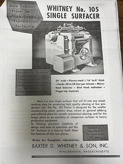 Used 1978 Whitney #105 Single Surfacer