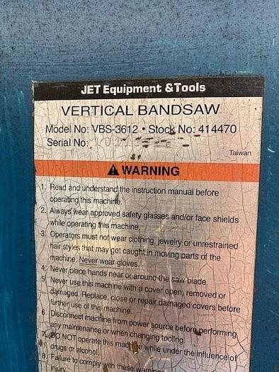 Used JET Wide Throat Bandsaw