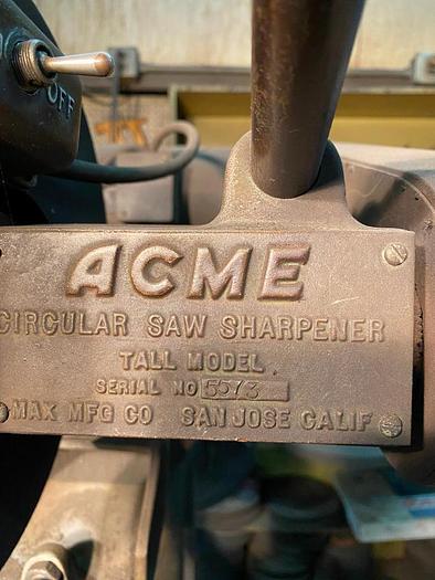 Used ACME Manual Face Grinder for Circle Saws - SALE Pending