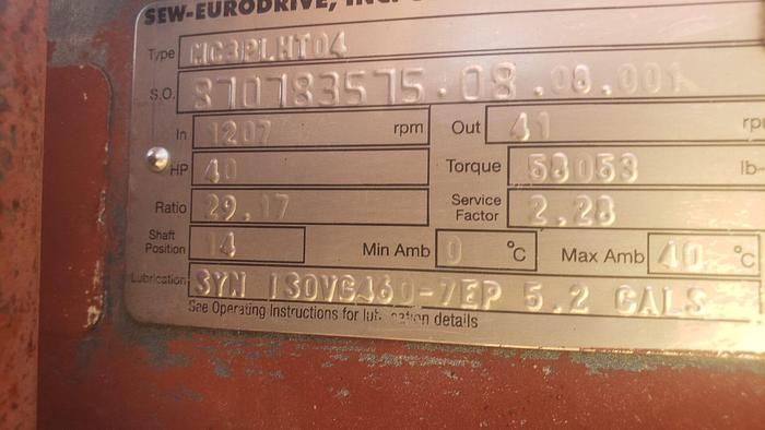 Used 40 HP Eurodrive Gearbox 29:1