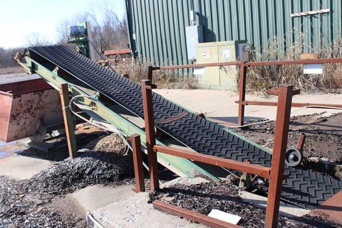 Used Inclined Belt Conveyor 30' x 30" wide with cleated belt