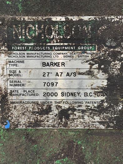 Used NICHOLSON 27" A7 High Speed Ring Debarker