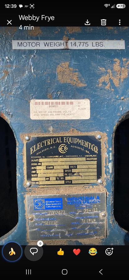 Used GE 800 HP Electric Motor