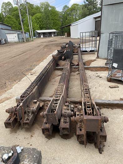 Used Mellott 3 Strand Log Deck with drive and Stop and Loader