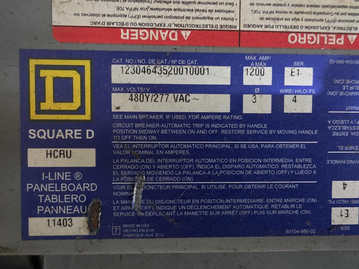 Used Square D 1200 Amp Distribution Panel