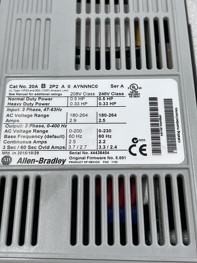 Allen-Bradley 20A B 2P2 A0 AYNNNC0 Ser A