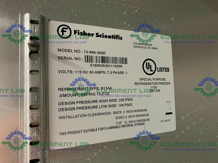 Used Fisher Scientific 13-986-450R Isotemp Flammable Two-Door Lab Refrigerator 115V