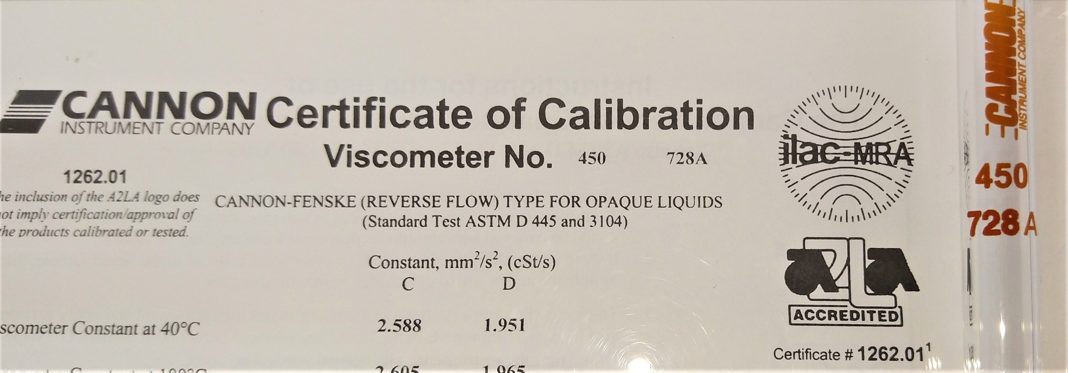 New Open Box Cannon-Fenske CFOC-450 (9721-F77) Certified Opaque Viscometer Tube - Size 450