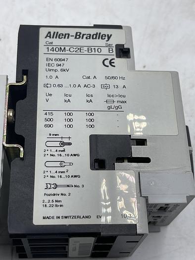 Used Allen-Bradley 140M-C2E-B10 Ser B 140-DC1 Ser C