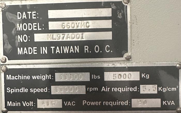 Used 2007 Dugard Eagle 660 CNC Vertical Machining Centre