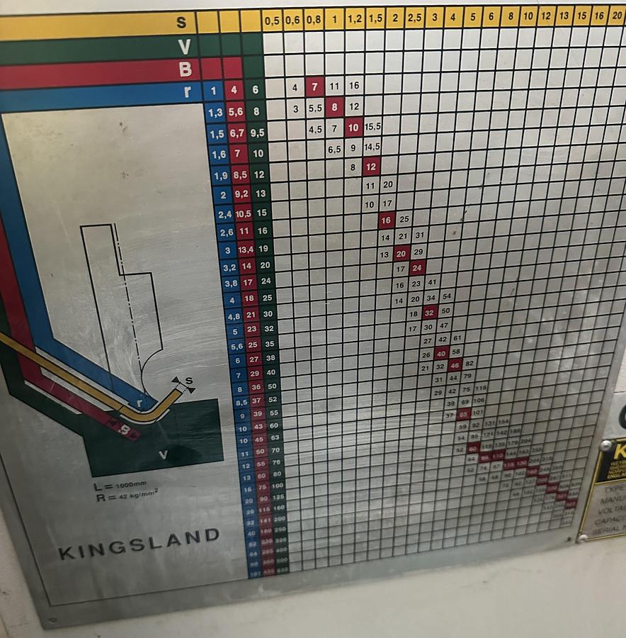 Used 2000 Kingsland KPT-1640 Downstroking Hydraulic Press Brake