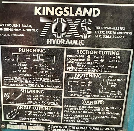 Used Kingsland 70 XS Universal Steelworker