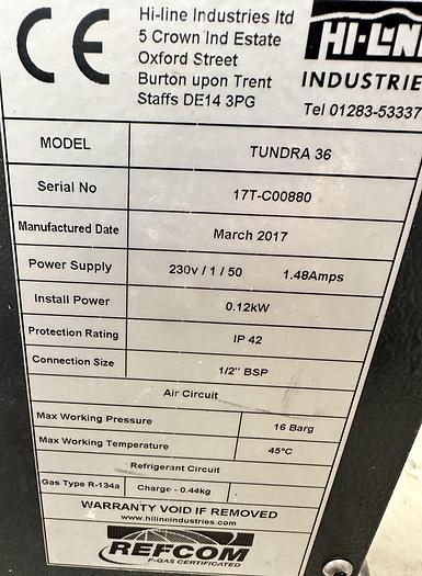 Used 2014 CompAir L 05 Air Compressor c/w Tundra 36 Refrigerant Air Dryer & Oil Water Separator