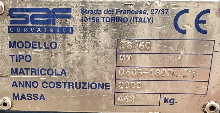 Used 2003 Saf DS60 Hydraulic Ring Rollers