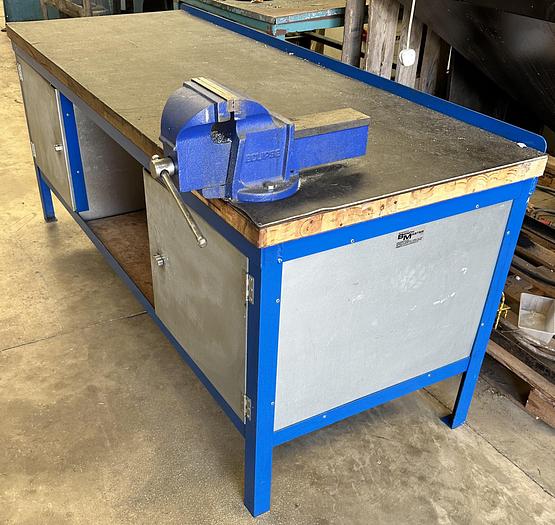 Used Bench Master 2000 x 750mm Work Bench c/w Two Lockable Cabinets & 6" Engineers Vice