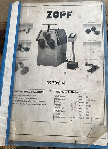Used 2007 Zopf 2B 70/2H Ring Rollers