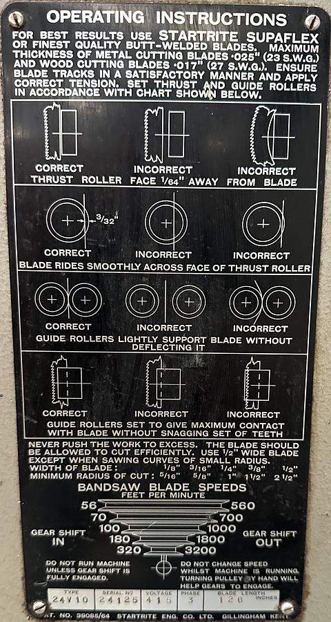 Used Startrite Volant 24 Vertical Bandsaw