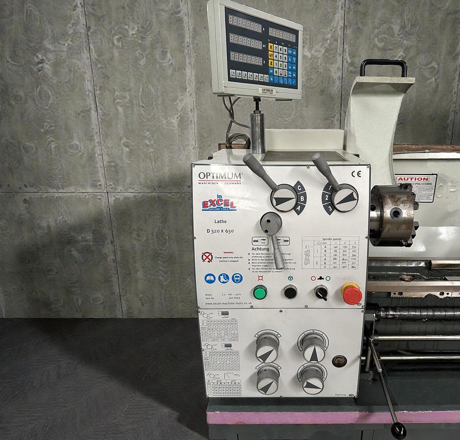 Used Excel Optimum D320 x 630 Gap Bed Lathe