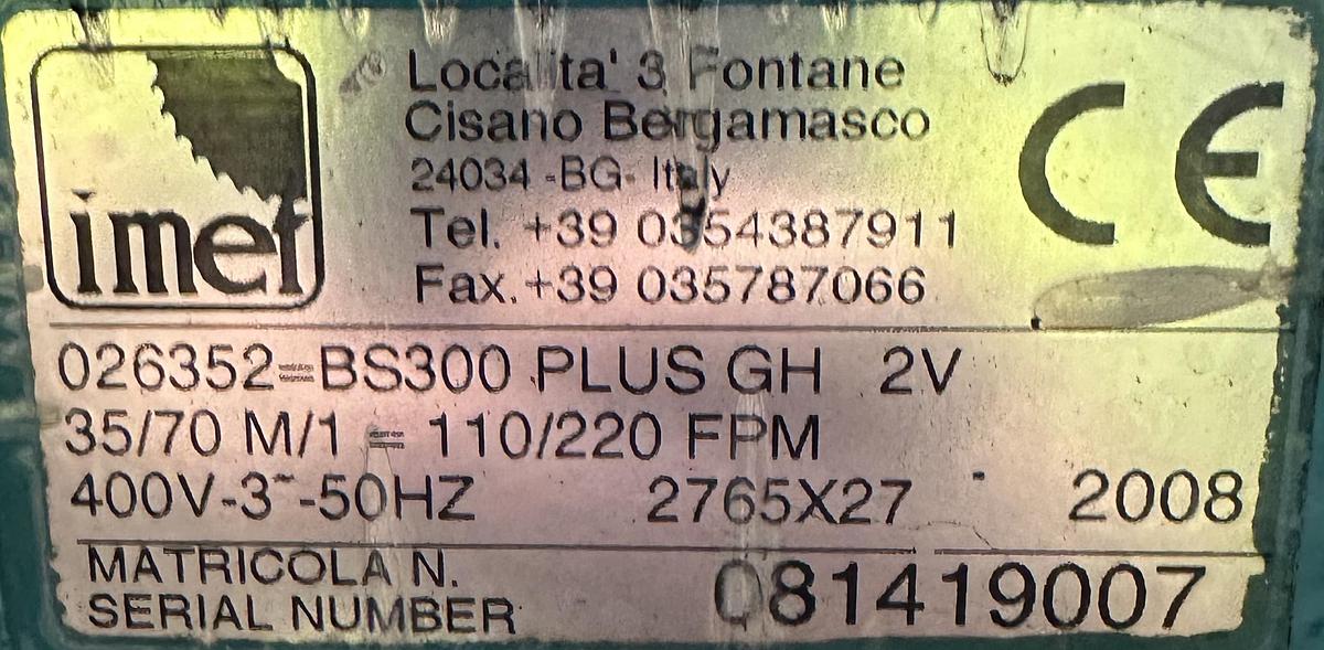 Used 2008 Imet 300BS Plus Horizontal Bandsaw