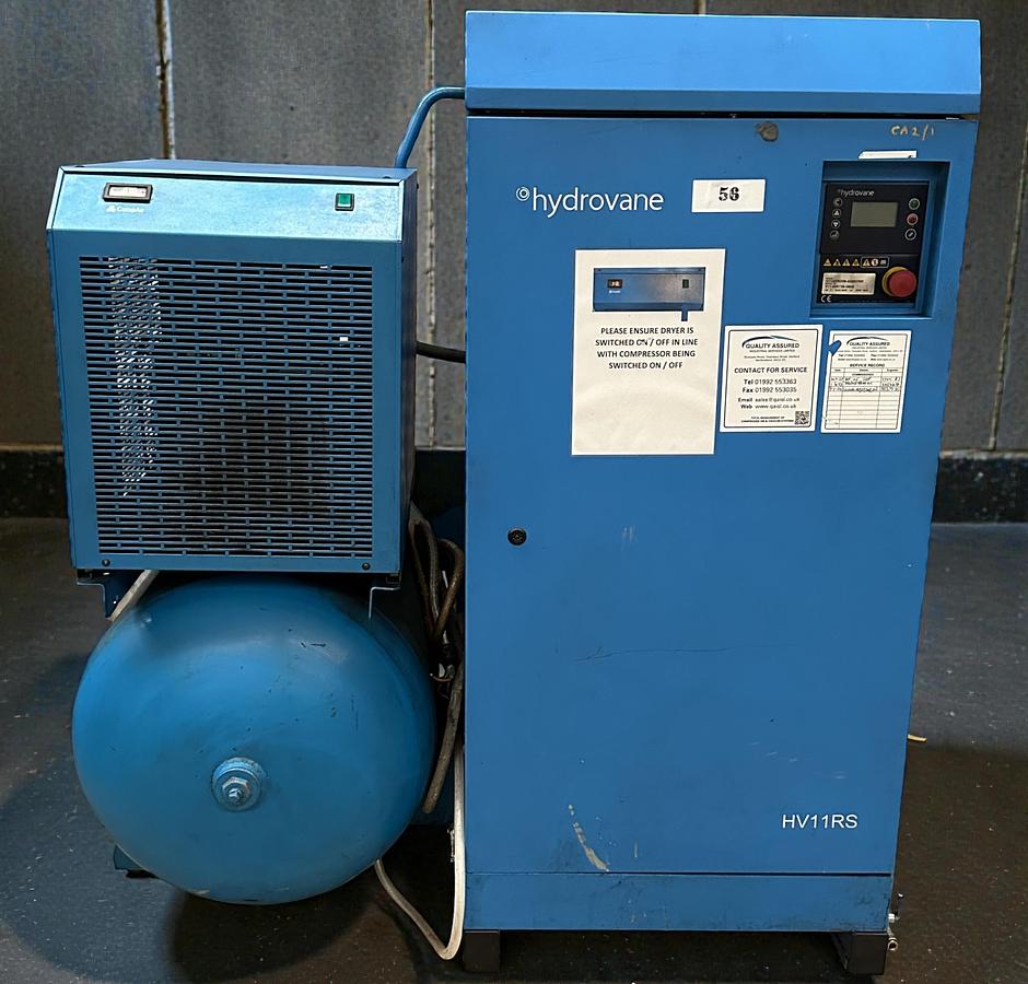 Used CompAir HV11RS Hydrovane Compressor with CompAir F36LS Dryer, and Tank