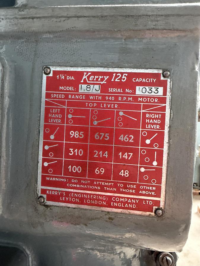 Used Kerry 125 Pillar Drill Model 1.8/J