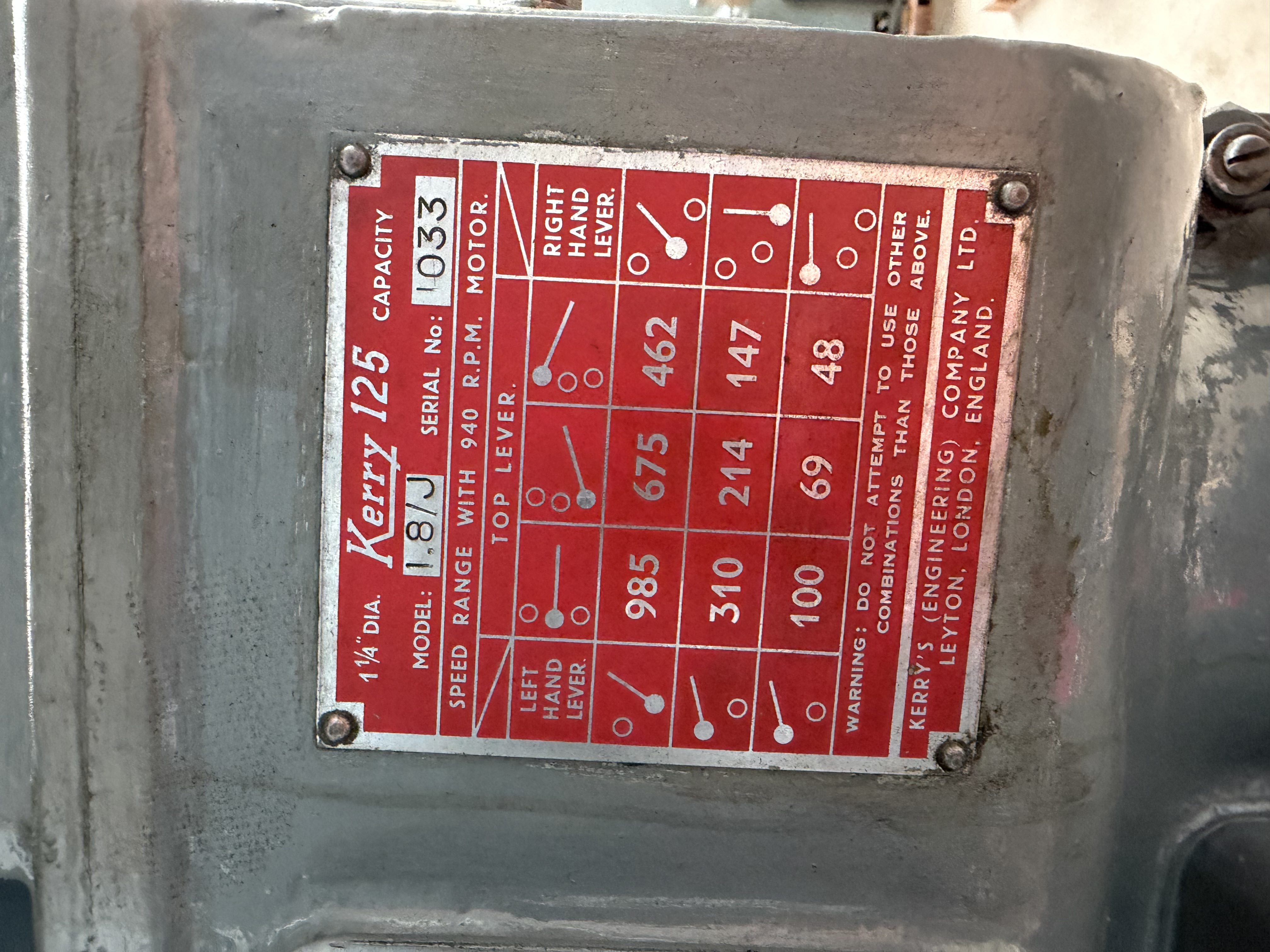 Used Kerry 125 Pillar Drill Model 1.8/J