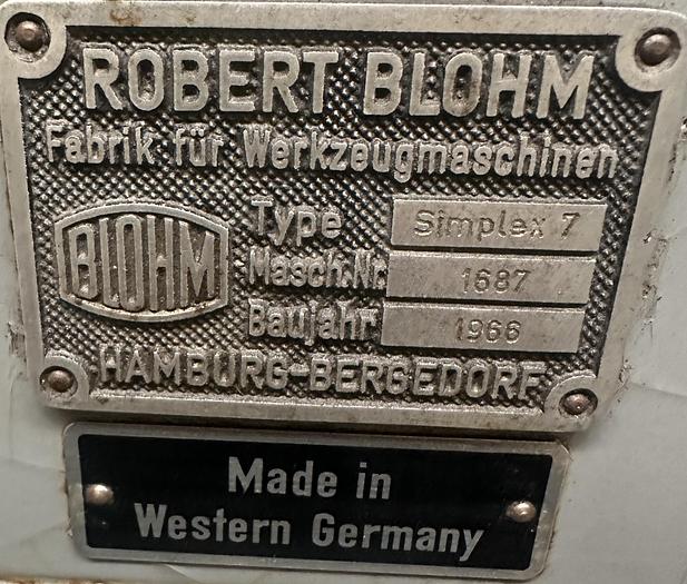 Used Blohm Simplex 7 Surface Grinder