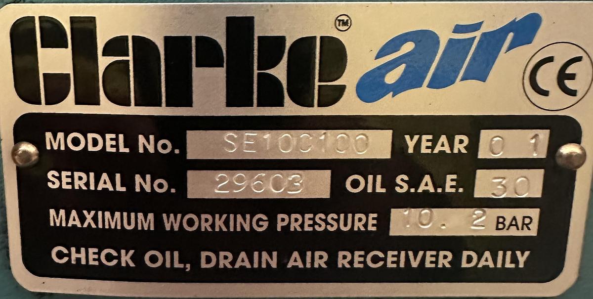 Used 2001 Clarke SE100100 Air Compressor