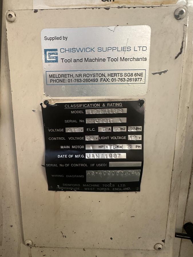 Used 1987 Denford T1P Vertical Milling Machine