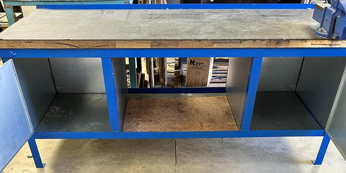 Used Bench Master 2000 x 750mm Work Bench c/w Two Lockable Cabinets & 6" Engineers Vice
