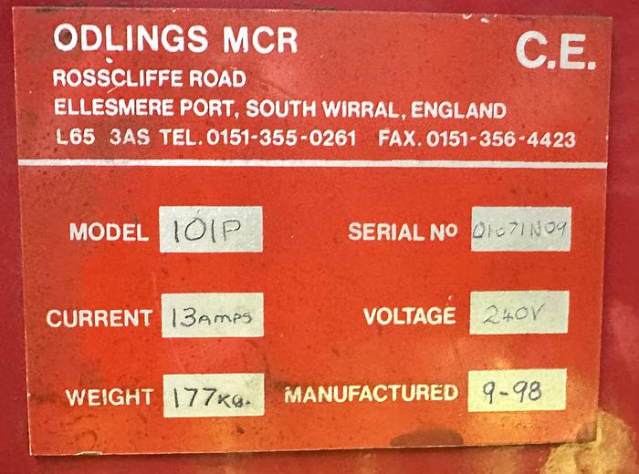 Used Odlings MCR Model 101P Shot Blast Cabinet